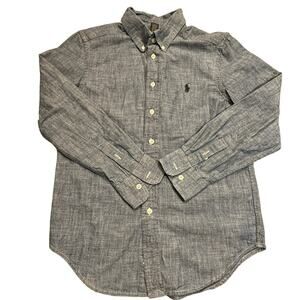 Polo Ralph Lauren Boys Medium (8-10) Long Cotton Sleeve Blue Chambray Shirt